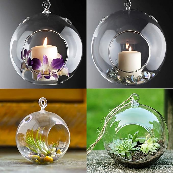 crystal glass hanging planter